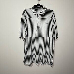 RLX Ralph Lauren men navy striped wicking UV casual golf light polo shirt in XL
